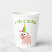 Happy Birthday Pig Paper Cup Pappbecher (Vorderseite)