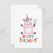 Happy Birthday Piglet mit Daisy Dankeskarte (Vorne/Hinten)