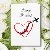 Happy Birthday Pilot Reise Flugzeug Herz Karte
