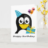 Happy Birthday Pinguin & Cool Balloons Card Karte (Gelbe Blume)