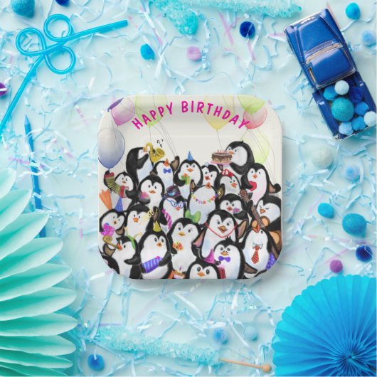 Happy Birthday Pinguin Paper Tellers Pappteller (Party)