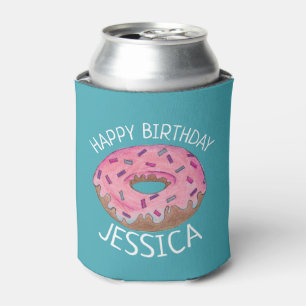Happy Birthday Pink Aquamarin Mattiert Donut Dough Dosenkühler
