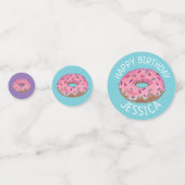 Happy Birthday Pink Aquamarin Mattiert Donut Dough Konfetti (Rückseiten)