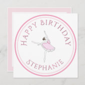 Happy Birthday Pink Ballerina Dancer Girl (Vorne/Hinten)