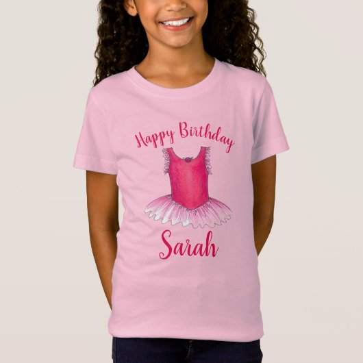 Happy Birthday Pink Ballet Dance Ballerina Tutu T-Shirt (Vorderseite)