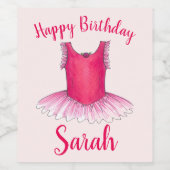 Happy Birthday Pink Ballet Dance Ballerina Tutu Weinetikett (Einzelnes Label)