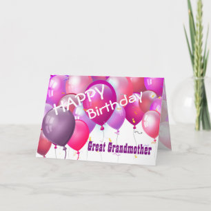 Happy Birthday Pink Ballons Great Grandmother Karte