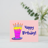 Happy Birthday Pink Birthday Cake Postkarte (Stehend Vorderseite)