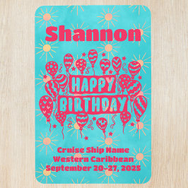 Happy Birthday Pink Blue Cruise Door Magnet