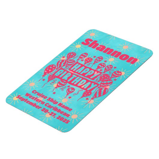 Happy Birthday Pink Blue Cruise Door Magnet (Linke Seite)