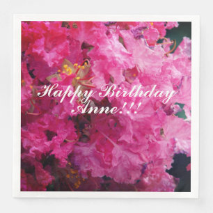Happy Birthday Pink Blume Individuelle Name Serviette