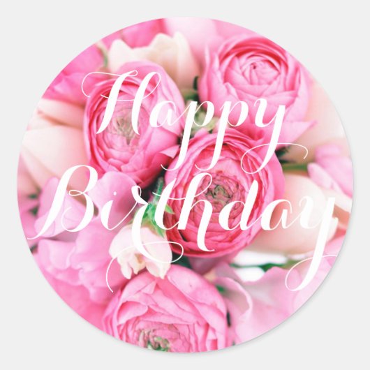 Happy Birthday Pink Blume Stickers (Vorderseite)