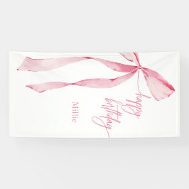 Happy Birthday Pink Bow Baby Girl 1. Geburtstag Banner