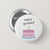 Happy Birthday Pink Cake Button (Vorne & Hinten)