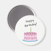 Happy Birthday Pink Cake Magnet (Vorderseite/Rückseite)