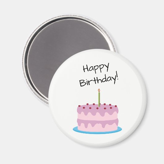 Happy Birthday Pink Cake Magnet (Vorderseite/Rückseite)