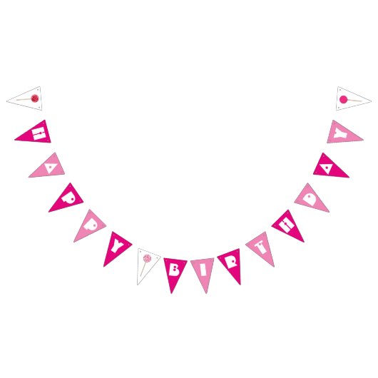 Happy Birthday Pink Cake Pops Sprinkles Party Wimpelkette (Alle)