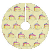 Happy Birthday Pink Cake Slice Candle Party Polyester Weihnachtsbaumdecke (Vorderseite)