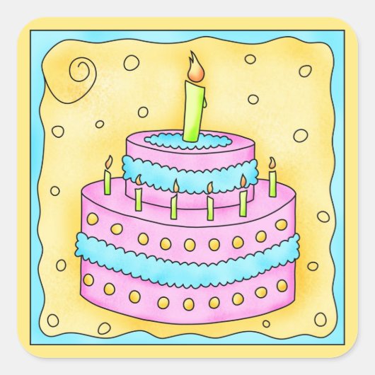 Happy Birthday Pink Cake Sticker 1. (Vorderseite)