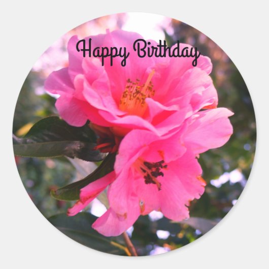 Happy Birthday Pink Camellia #2-2 Stickers (Vorderseite)