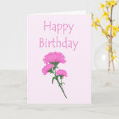 Happy Birthday Pink Carnation Karte (Gelbe Blume)