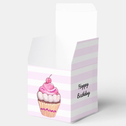 Happy Birthday Pink Cherry Cupcake Box Geschenkschachtel (Geöffnet)