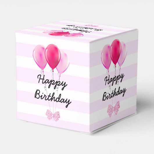 Happy Birthday Pink Cherry Cupcake mit Bows Box Geschenkschachtel (Rückseite)