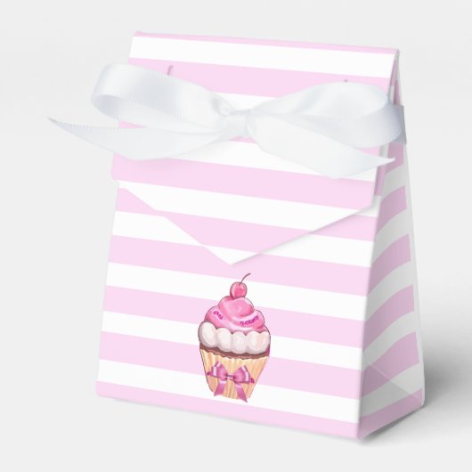 Happy Birthday Pink Cherry Cupcake mit Bows Box Geschenkschachtel (Vorderseite)