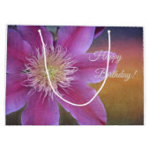 Happy Birthday Pink Clematis Große Geschenktüte (Rückseite)