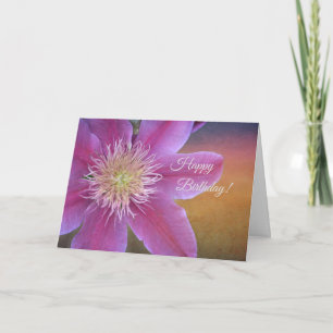 Happy Birthday Pink Clematis Karte