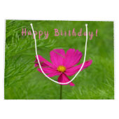 Happy Birthday Pink Cosmos Große Geschenktüte (Rückseite)