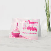 Happy Birthday Pink Cupcake Birthday Card Dankeskarte (Vorderseite)
