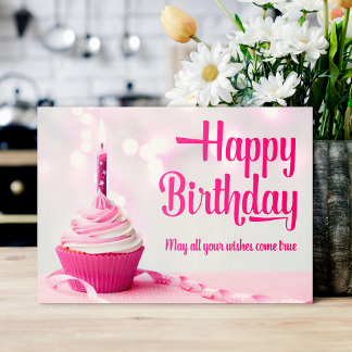 Happy Birthday Pink Cupcake Birthday Card Dankeskarte