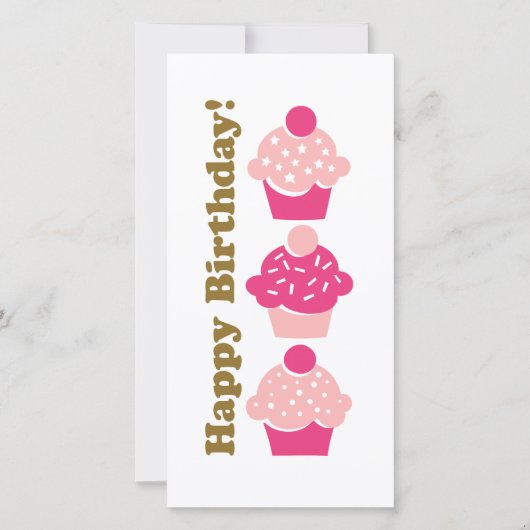 Happy Birthday Pink Cupcake Card (Vorderseite)