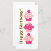 Happy Birthday Pink Cupcake Card (Vorne/Hinten)