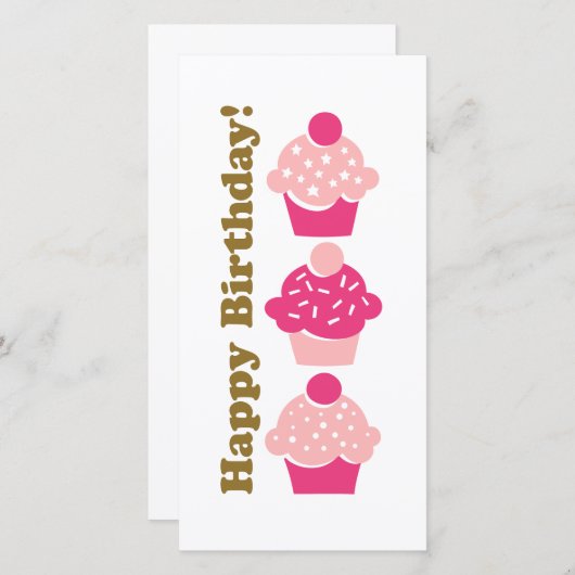 Happy Birthday Pink Cupcake Card (Vorne/Hinten)