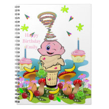 Happy Birthday Pink Cupcake Notebook