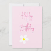 Happy Birthday Pink Daisy Simple Card Einladung (Vorderseite)
