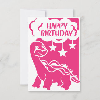 Happy Birthday Pink Dinosaur Grußkarte Dankeskarte