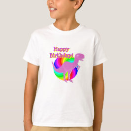 Happy Birthday Pink Dinosaur T-Rex T-Shirt