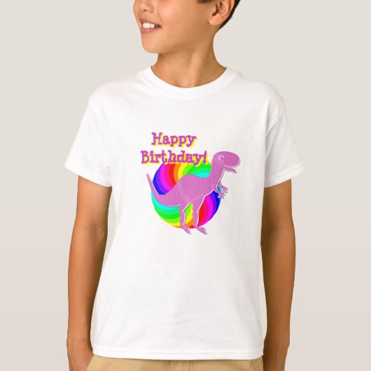 Happy Birthday Pink Dinosaur T-Rex T-Shirt (Vorderseite)
