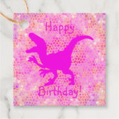 Happy Birthday Pink Dinosaurier Hide Geschenkanhänger (Vorderseite)