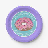 Happy Birthday Pink Donut Doughnut Bday Girl Paper Pappteller (Vorderseite)