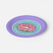 Happy Birthday Pink Donut Doughnut Bday Girl Paper Pappteller (Schrägansicht)