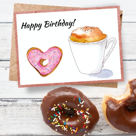 Happy Birthday Pink Donut Latte Karte