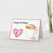 Happy Birthday Pink Donut Latte Karte (Vorderseite)