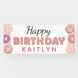 HAPPY BIRTHDAY Pink Donuts Baby Girl Individuelle  Banner