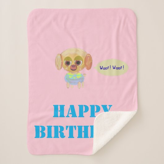 Happy Birthday Pink Fleece Blanket Sherpadecke (Vorderseite)