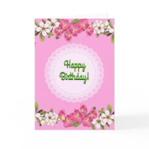 Happy Birthday Pink Floral Doily Vintag Style
