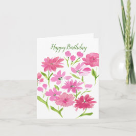 Happy Birthday Pink Floral Faltkarte